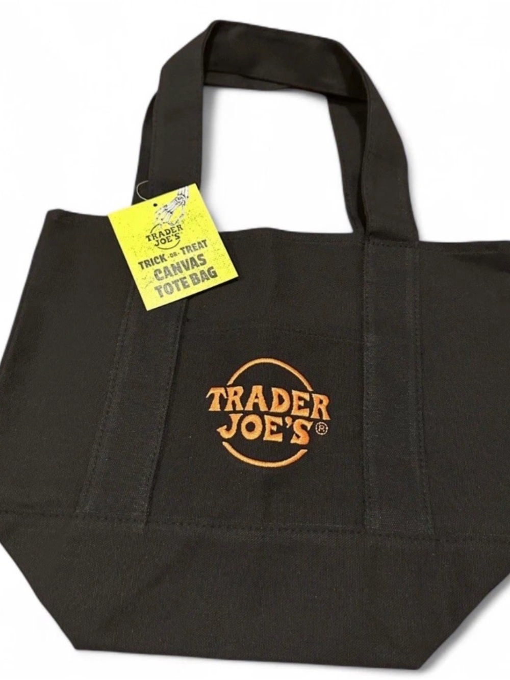 Trader Joe's Black Canvas Tote with Orange Logo